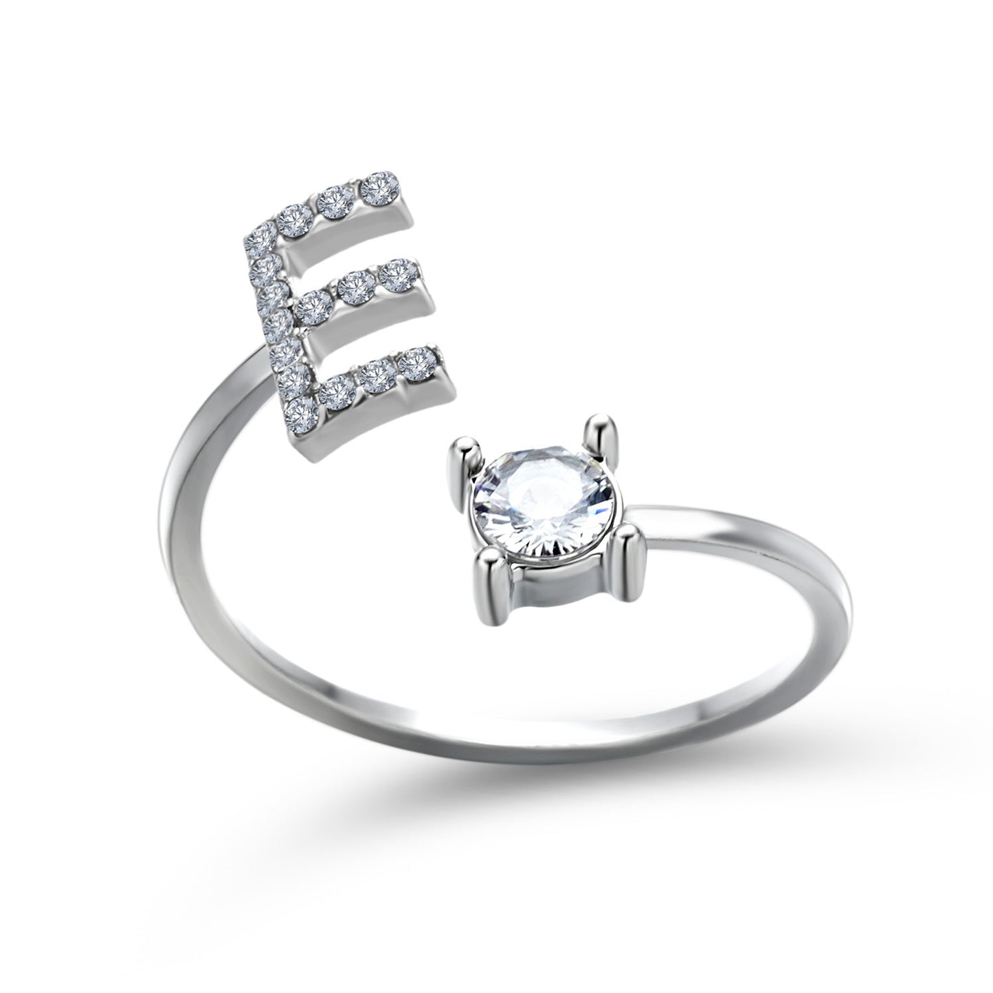 Diamond Adjustable 26 Initial Letter Ring