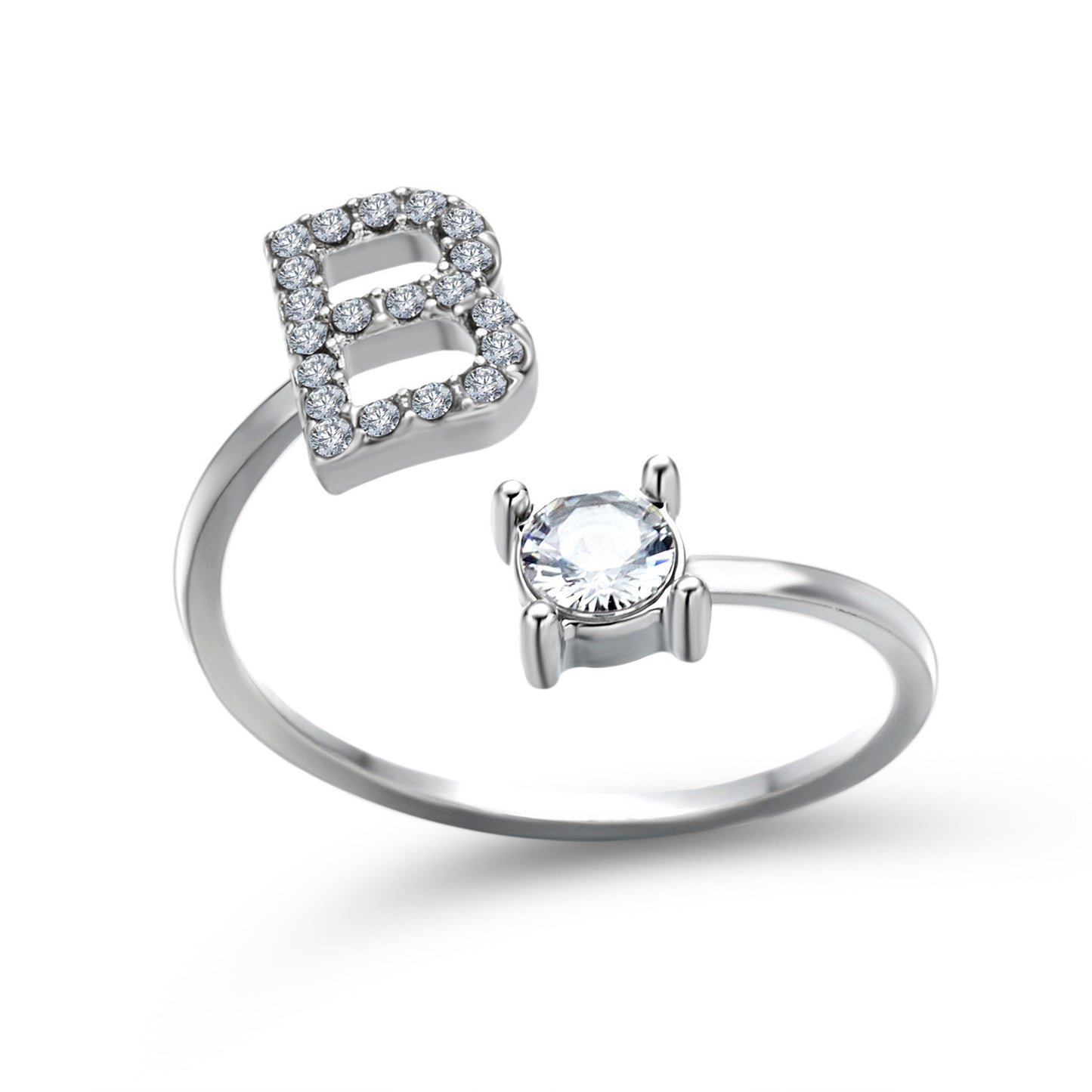 Diamond Adjustable 26 Initial Letter Ring