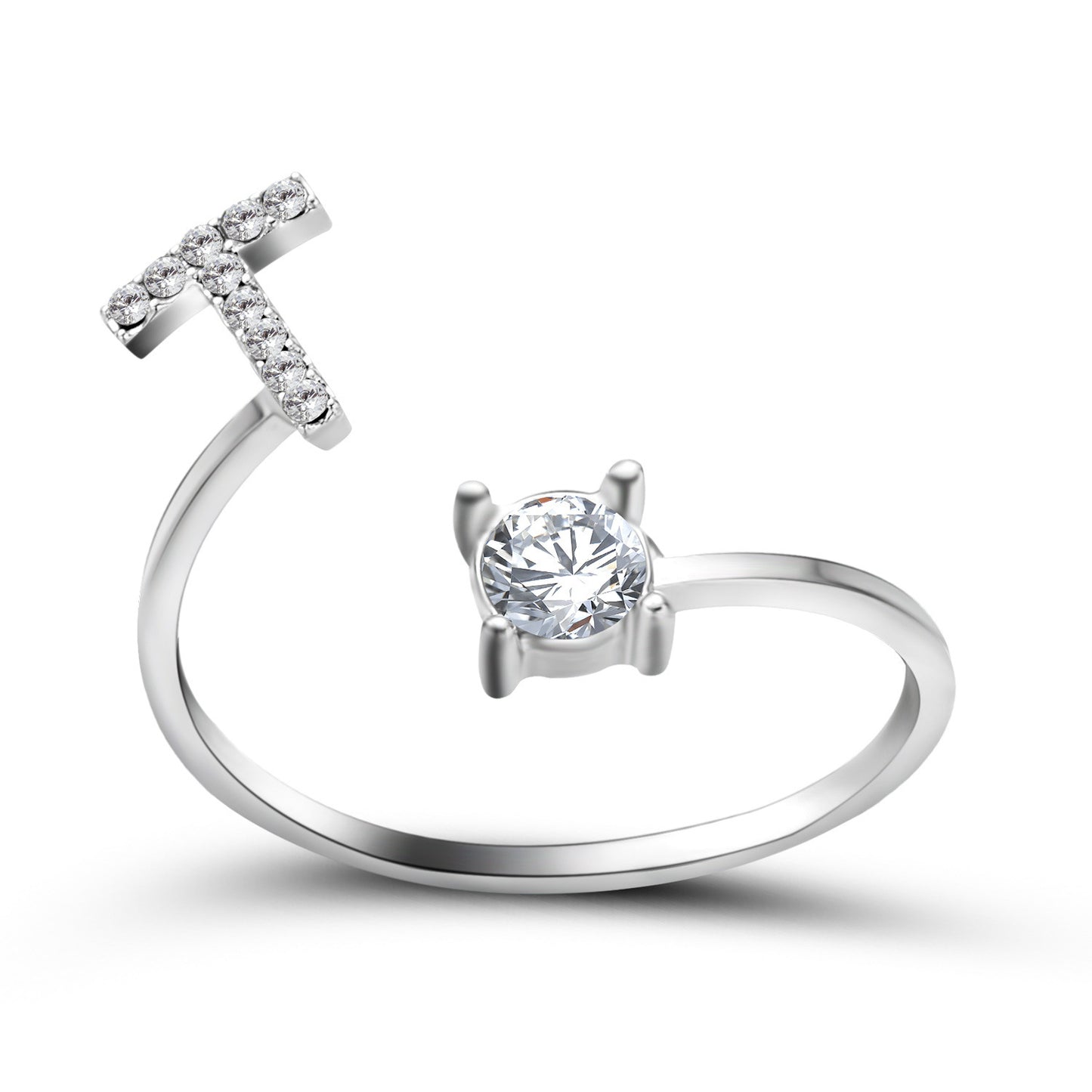 Diamond Adjustable 26 Initial Letter Ring