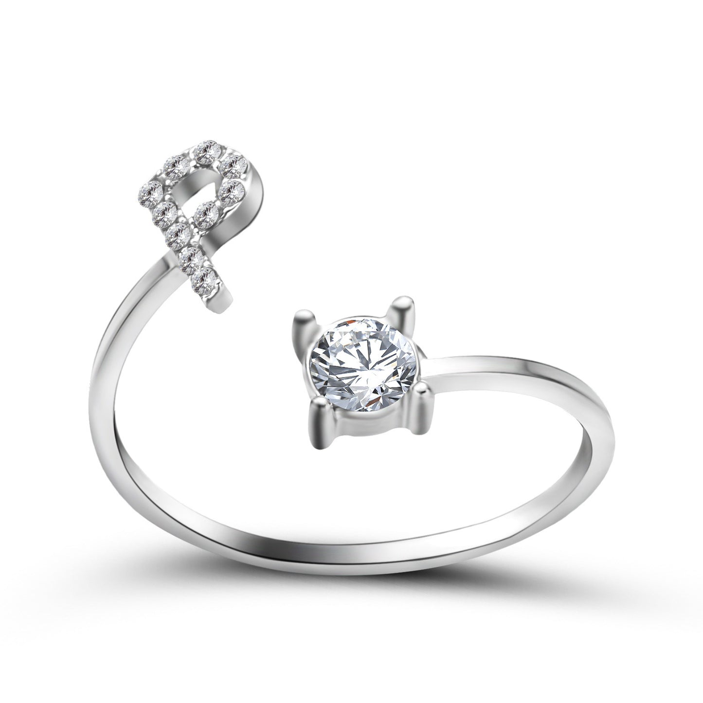 Diamond Adjustable 26 Initial Letter Ring