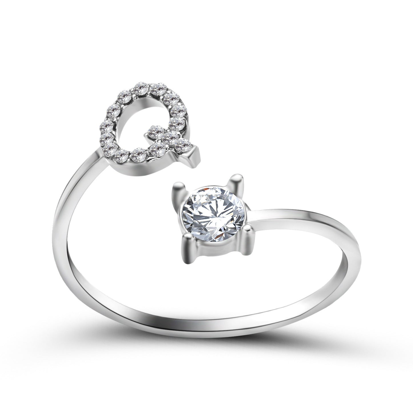 Diamond Adjustable 26 Initial Letter Ring