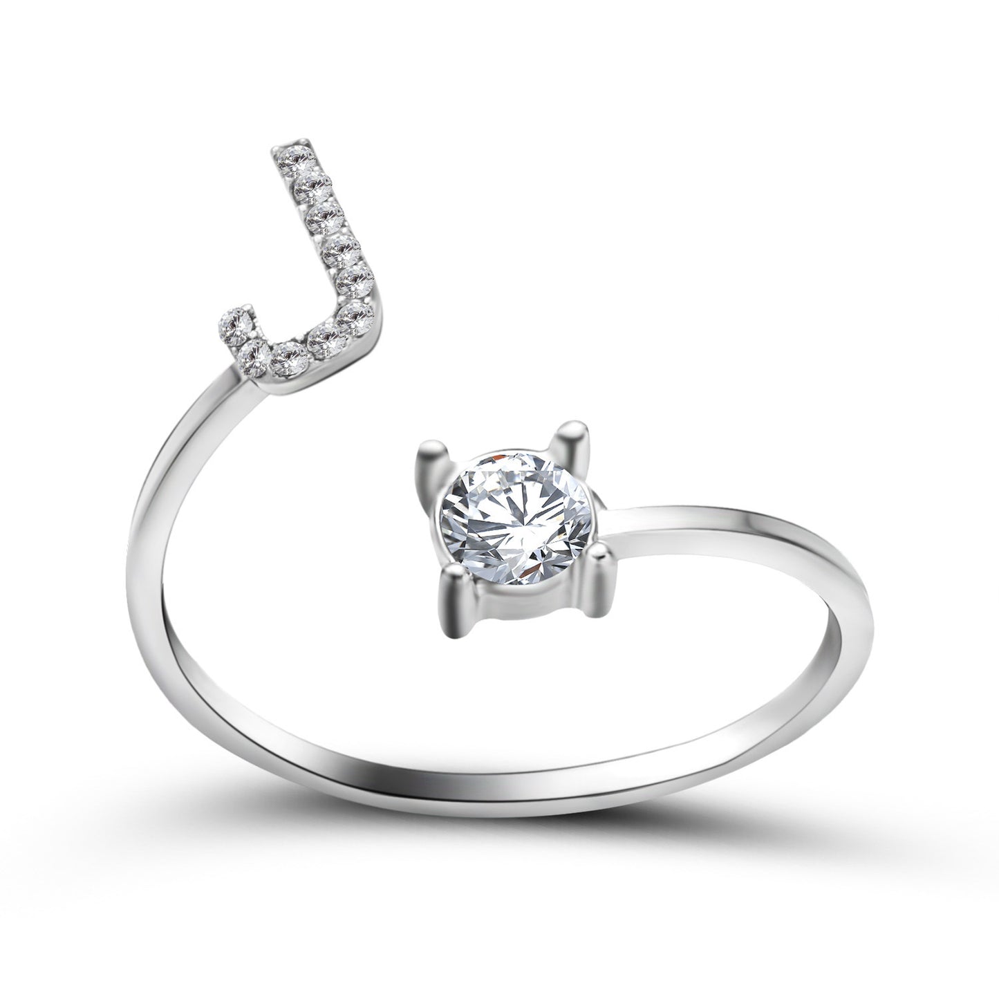 Diamond Adjustable 26 Initial Letter Ring