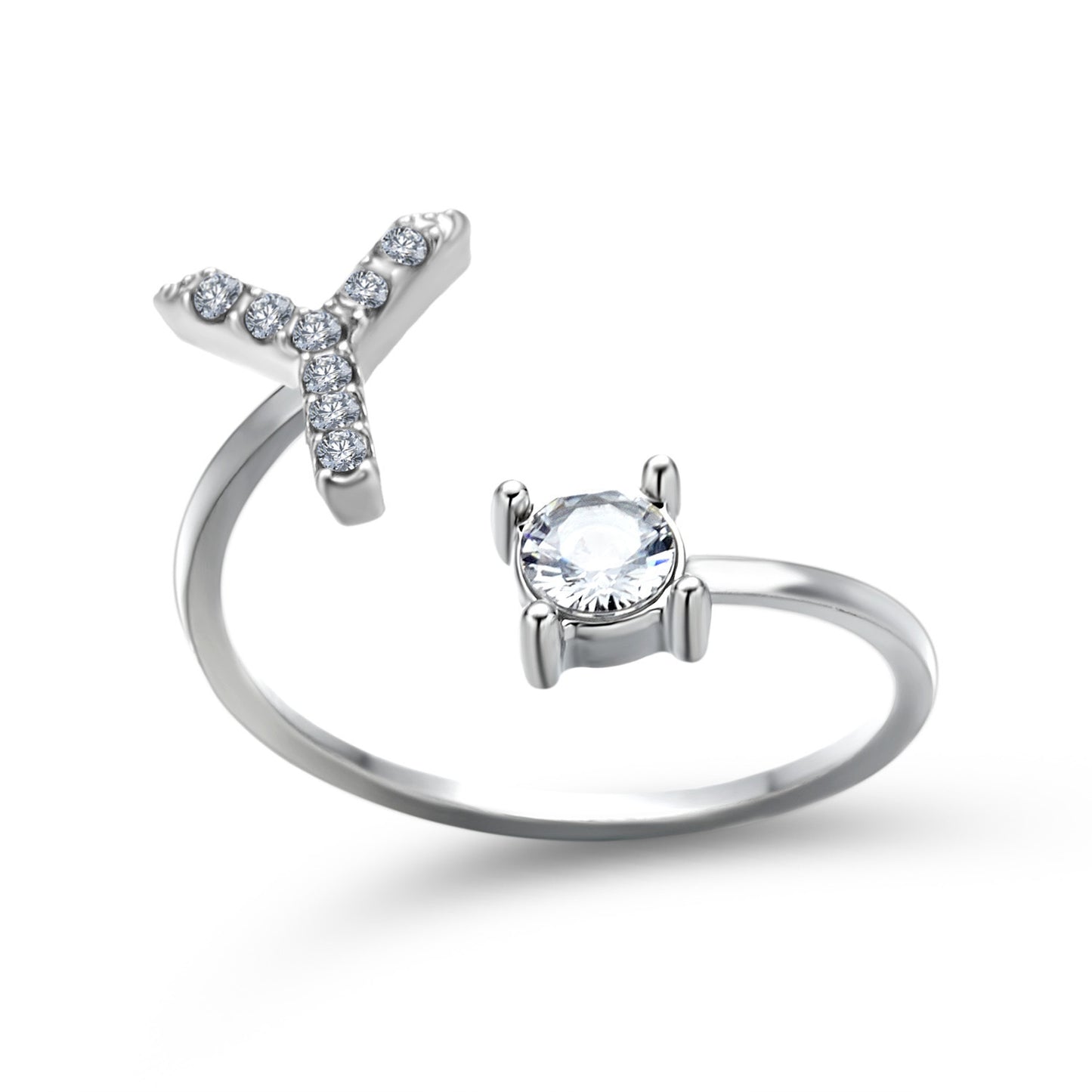 Diamond Adjustable 26 Initial Letter Ring