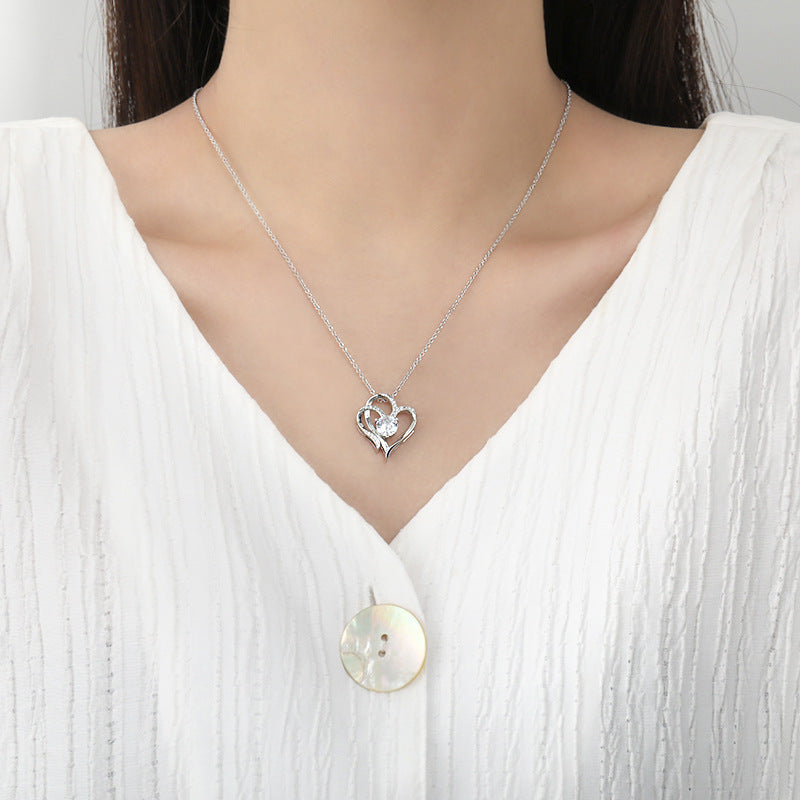 Double Heart Shaped Necklace Rhinestone Personalised