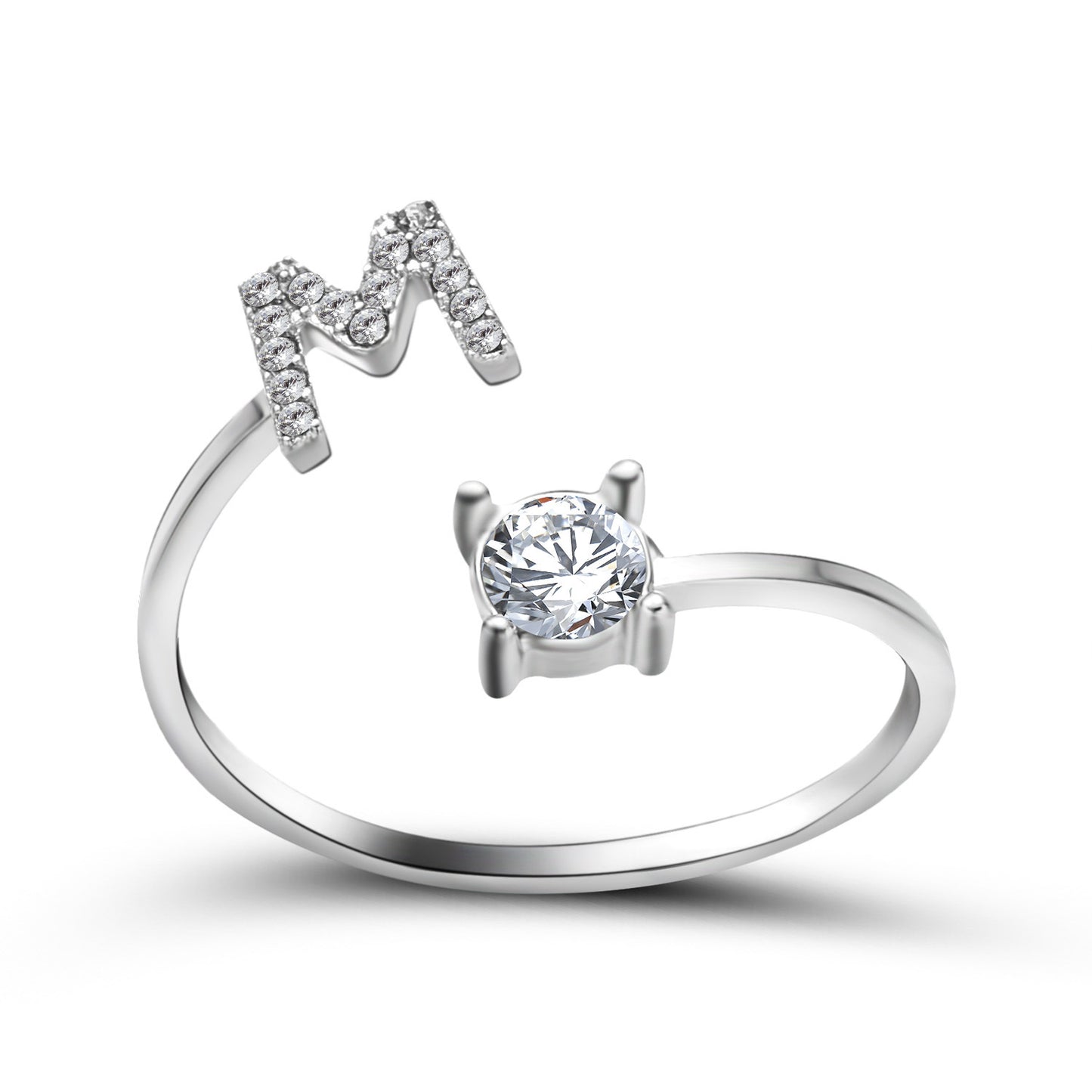Diamond Adjustable 26 Initial Letter Ring