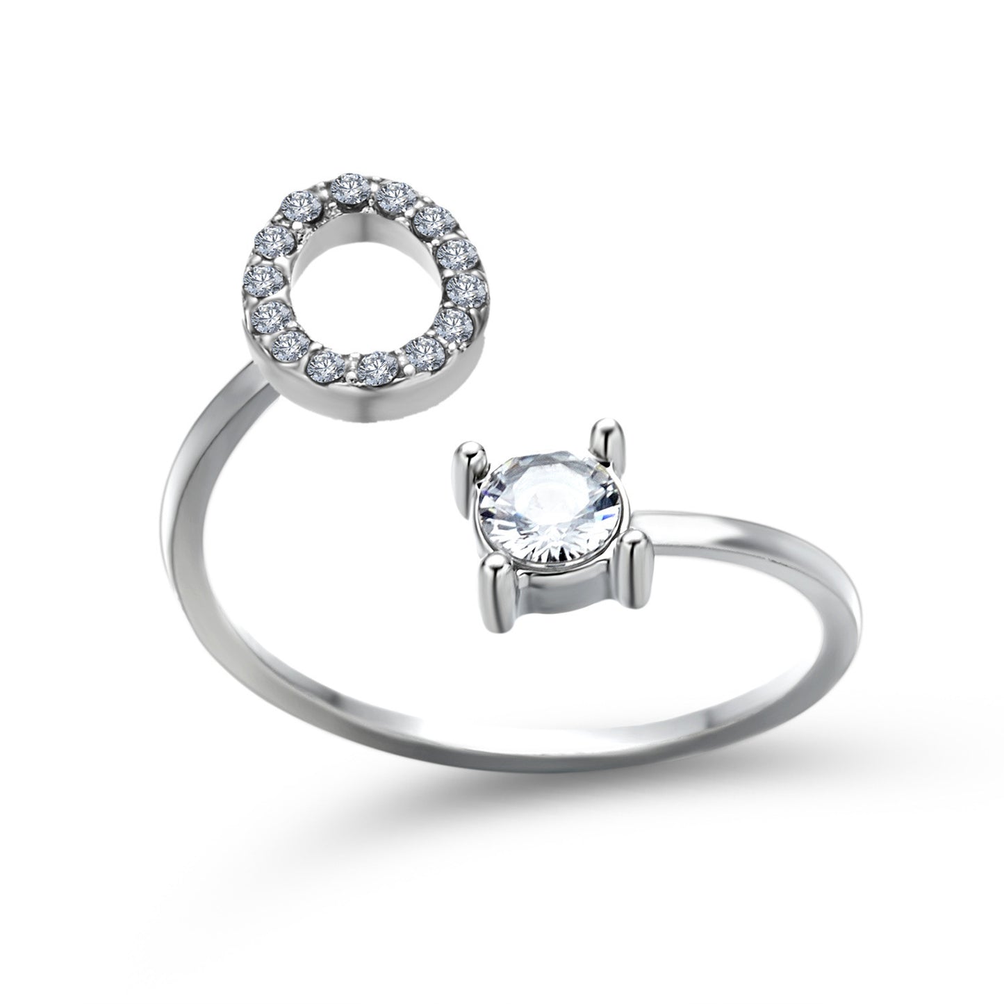 Diamond Adjustable 26 Initial Letter Ring