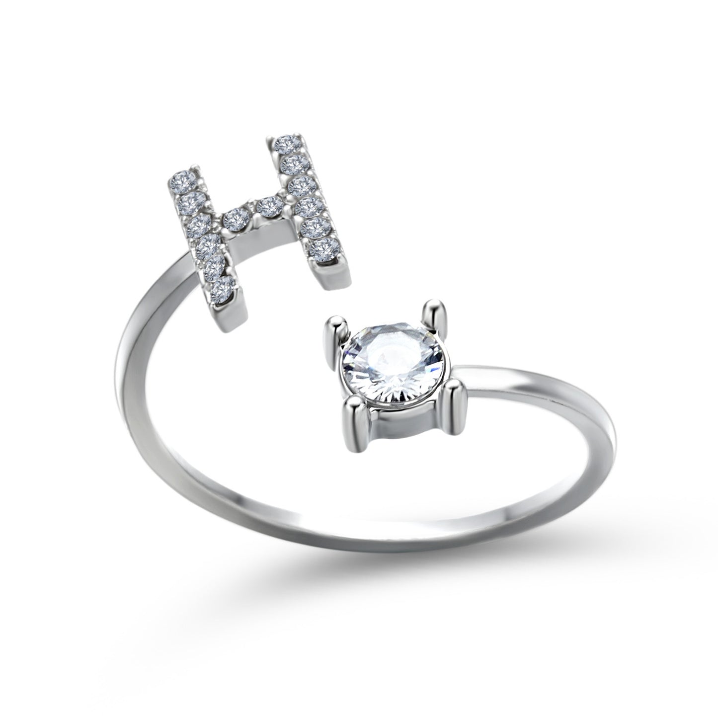 Diamond Adjustable 26 Initial Letter Ring