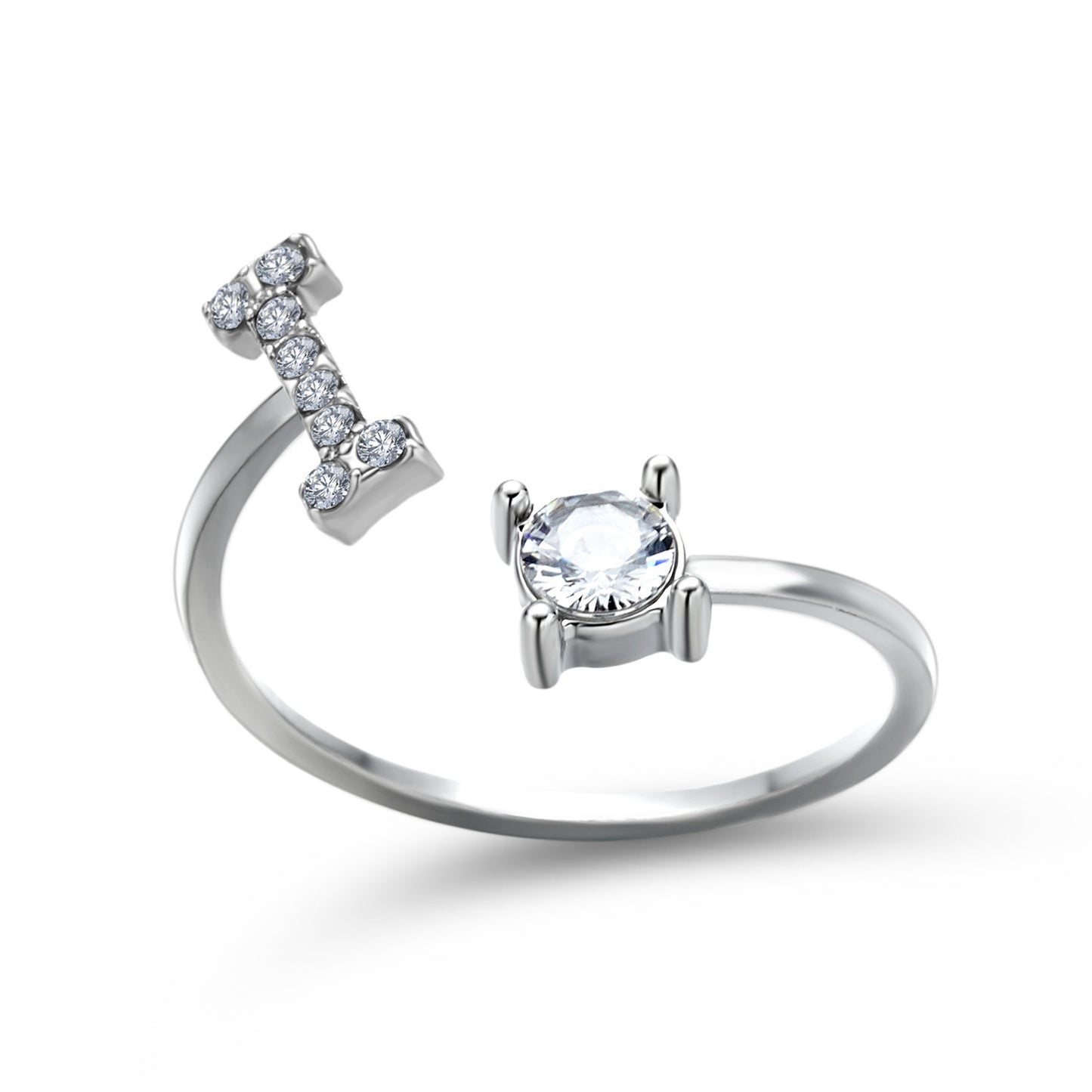 Diamond Adjustable 26 Initial Letter Ring