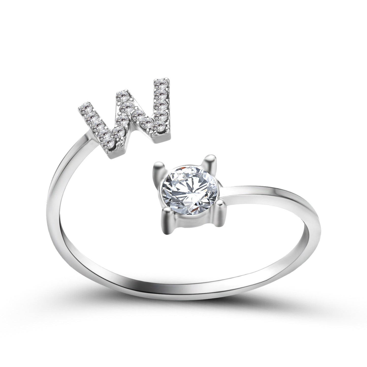 Diamond Adjustable 26 Initial Letter Ring