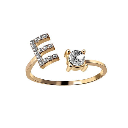 Diamond Adjustable 26 Initial Letter Ring