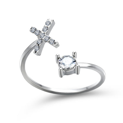 Diamond Adjustable 26 Initial Letter Ring
