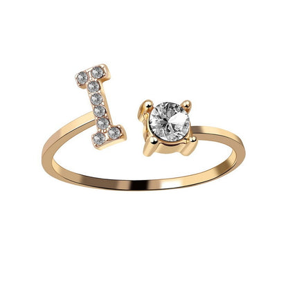 Diamond Adjustable 26 Initial Letter Ring