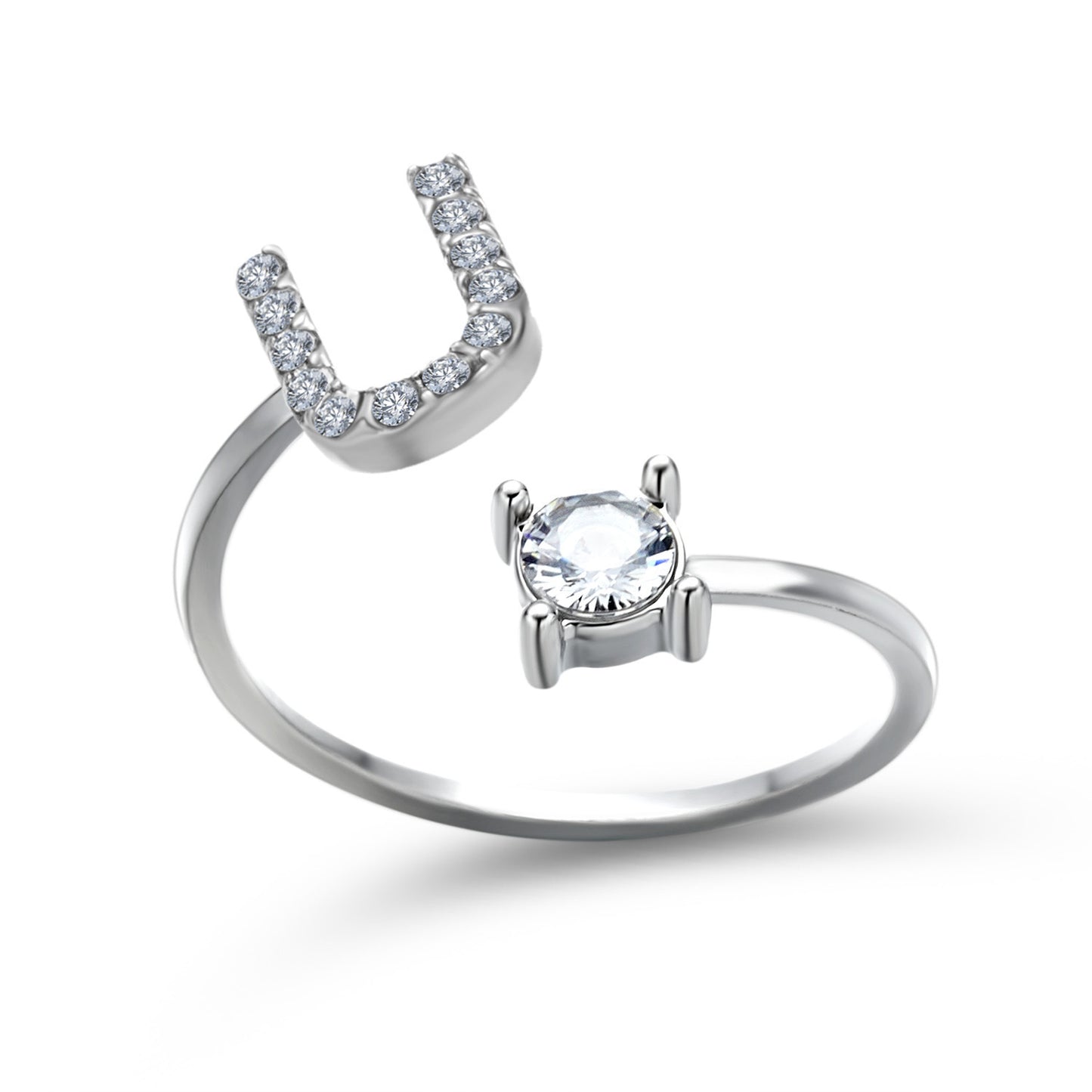 Diamond Adjustable 26 Initial Letter Ring