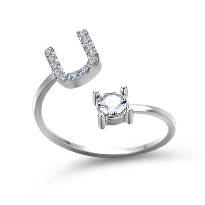 Diamond Adjustable 26 Initial Letter Ring