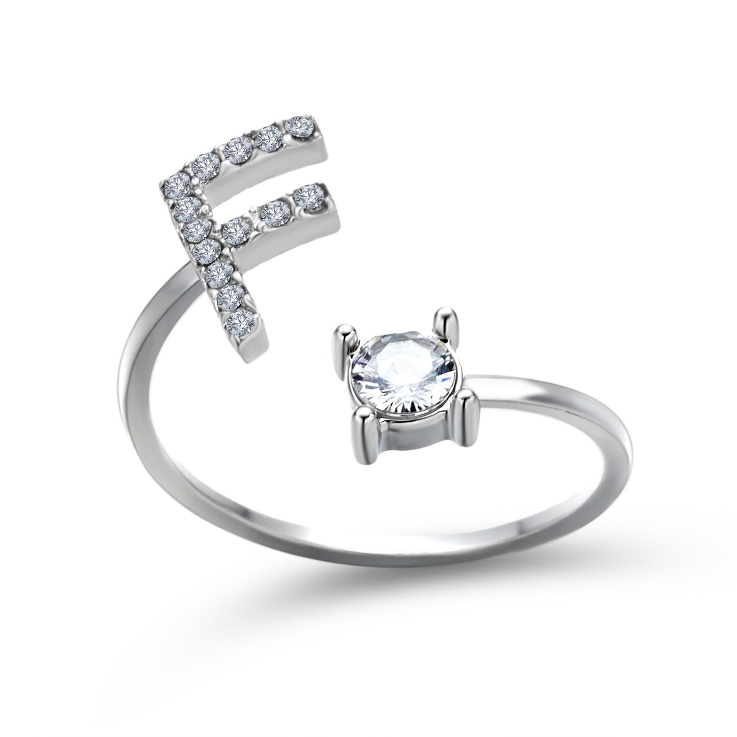 Diamond Adjustable 26 Initial Letter Ring