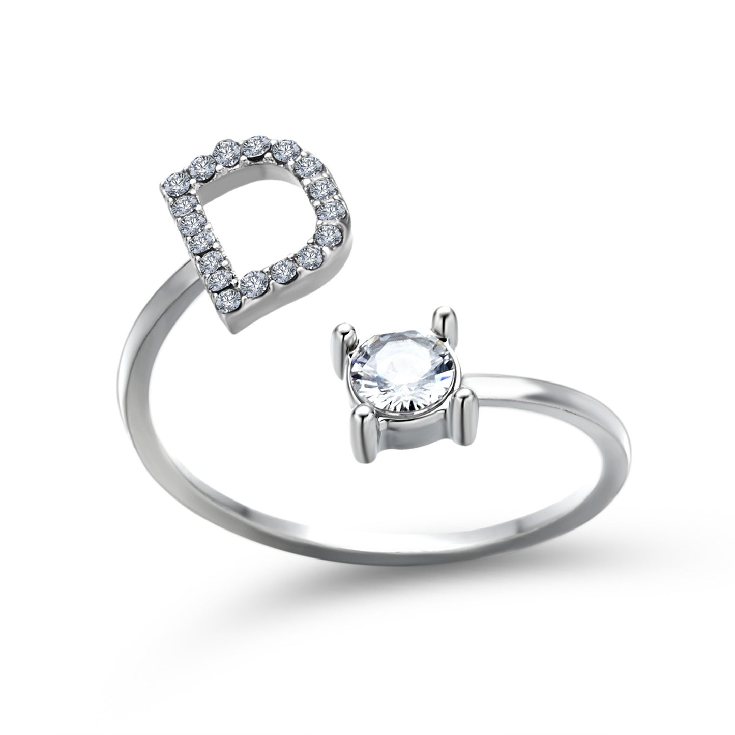 Diamond Adjustable 26 Initial Letter Ring