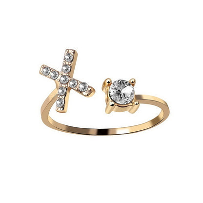 Diamond Adjustable 26 Initial Letter Ring