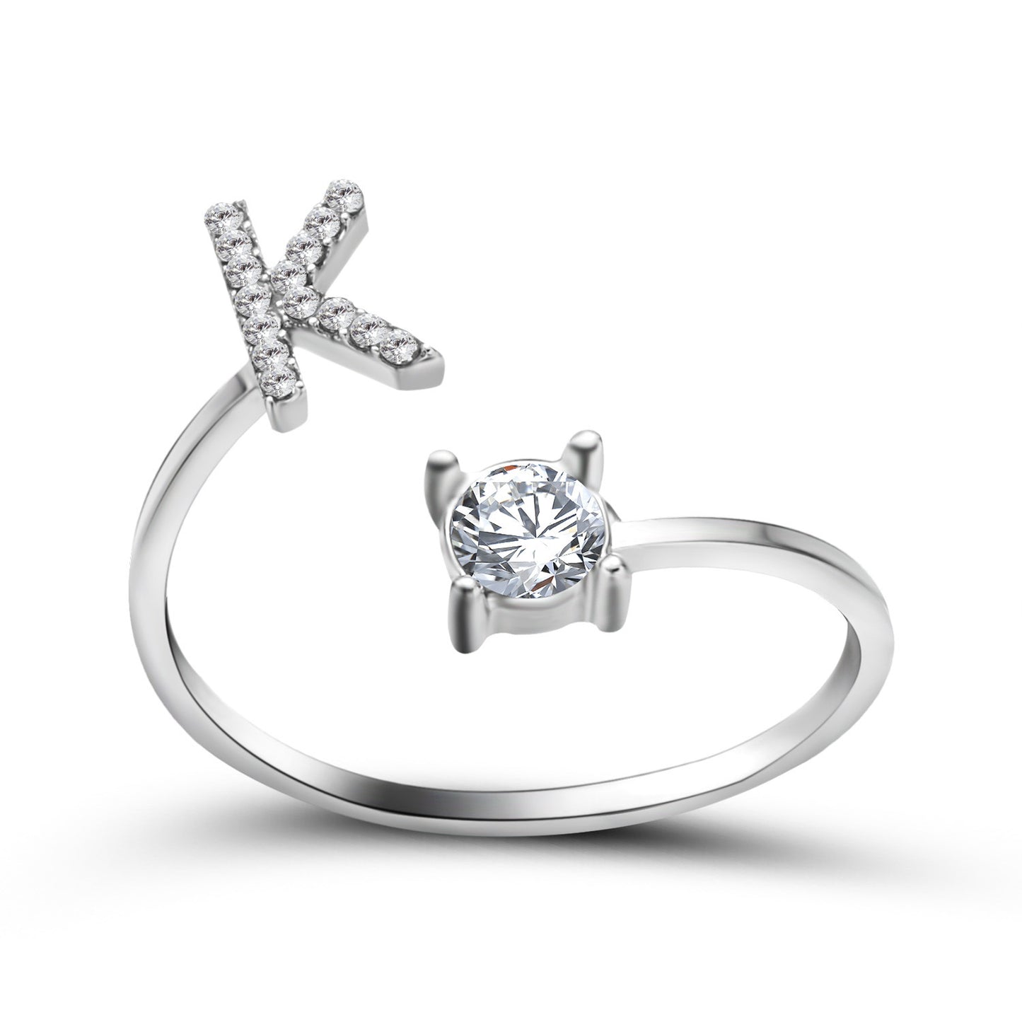 Diamond Adjustable 26 Initial Letter Ring
