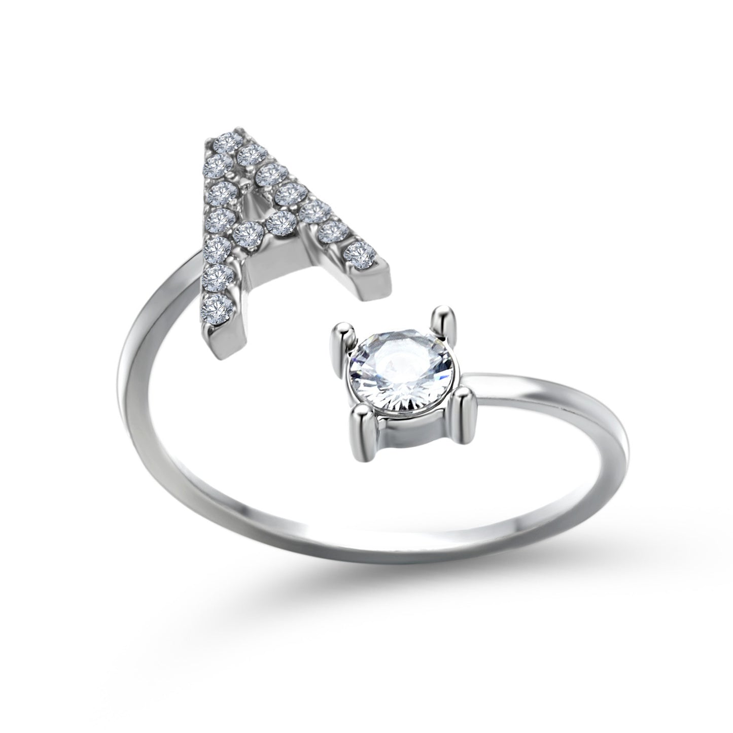 Diamond Adjustable 26 Initial Letter Ring