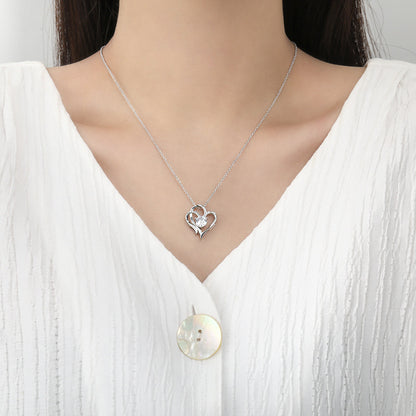 Double Heart Shaped Necklace Rhinestone Personalised
