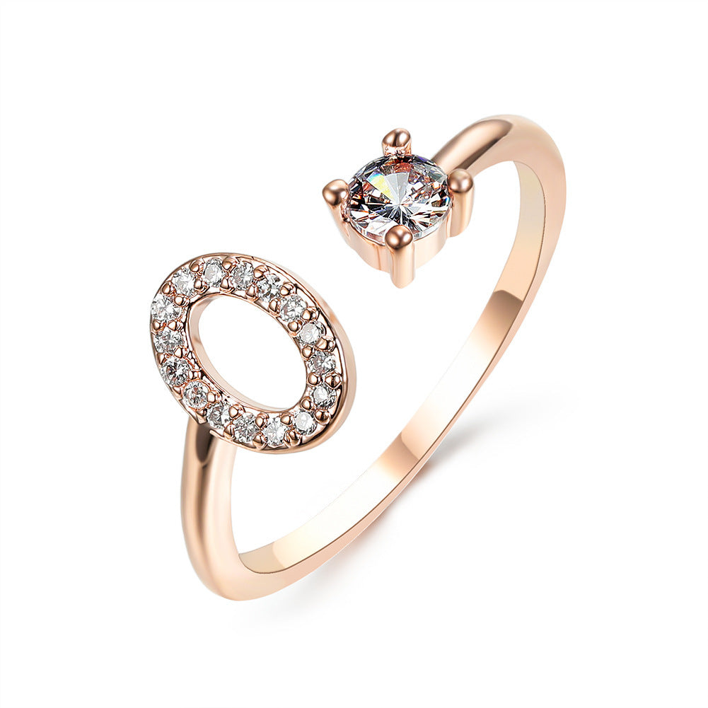 Diamond Adjustable 26 Initial Letter Ring