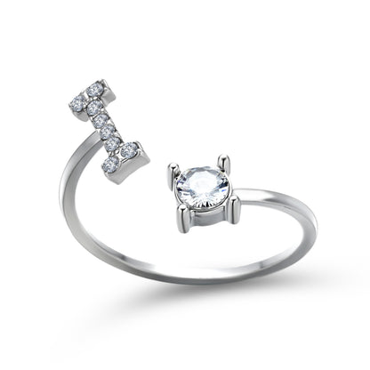 Diamond Adjustable 26 Initial Letter Ring