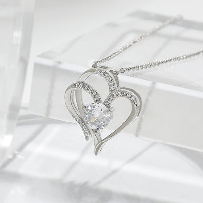 Double Heart Shaped Necklace Rhinestone Personalised
